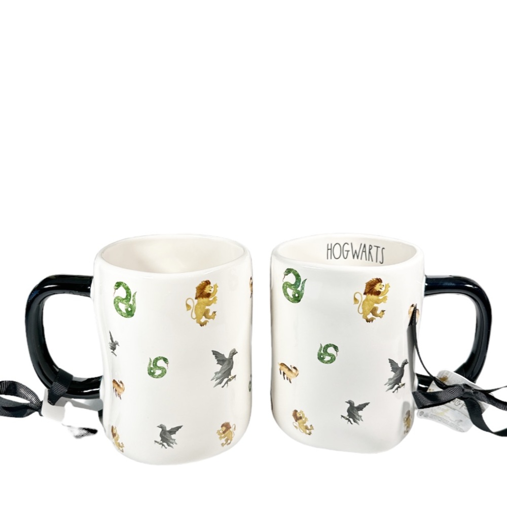 NEW Rae Dunn/Harry Potter HOGWARTS Double Side Mug w/all Four Houses Represented
